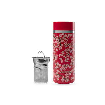 Théière isotherme en inox 400 ml rouge Flowers Qwetch