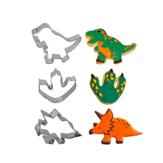 3 emporte-pièces assortis dinosaure en inox Patisdecor