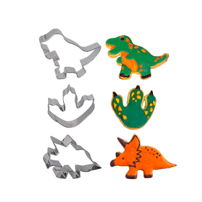 3 emporte-pièces assortis dinosaure en inox Patisdecor