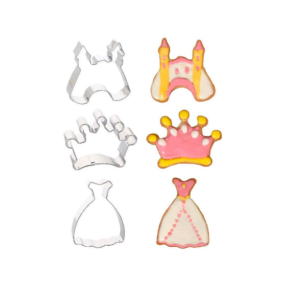 3 emporte-pièces assortis princesse en inox Patisdecor