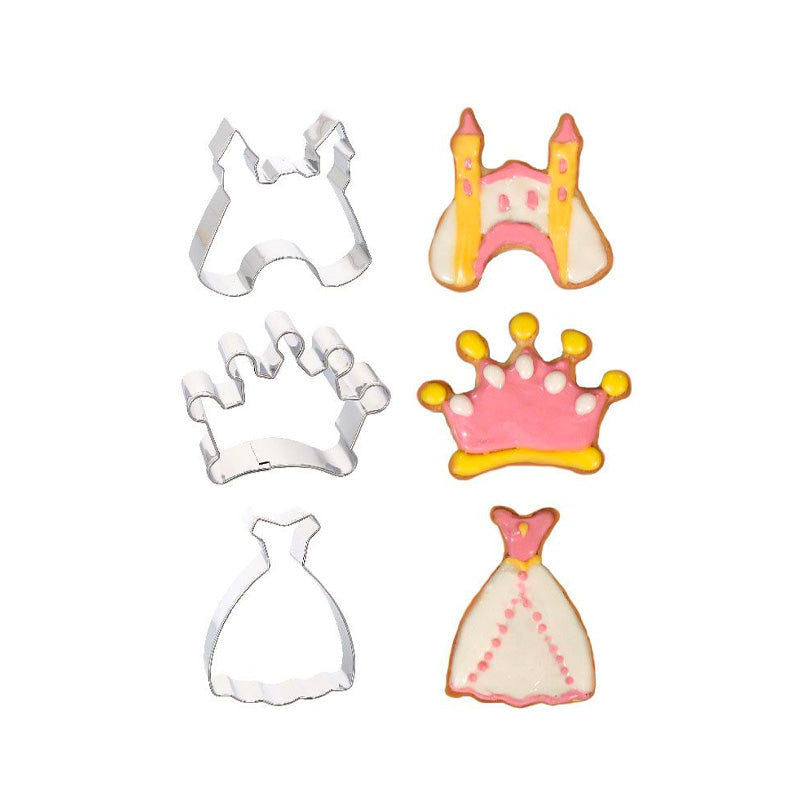 3 emporte-pièces assortis princesse en inox Patisdecor