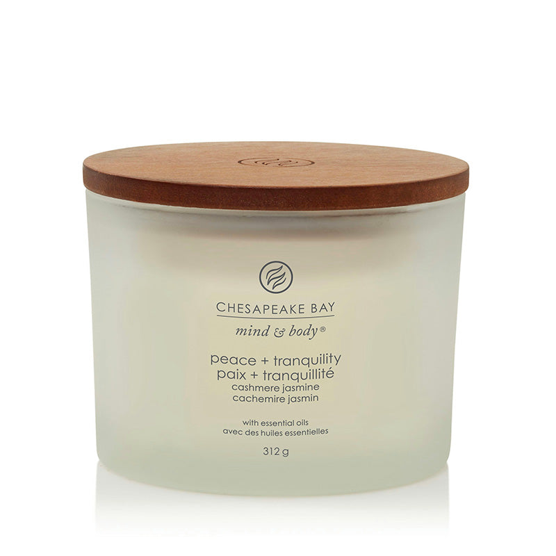 Bougie parfumée Paix Tranquillité Cachemire et Jasmin 312g Blanc Chesapeake Bay