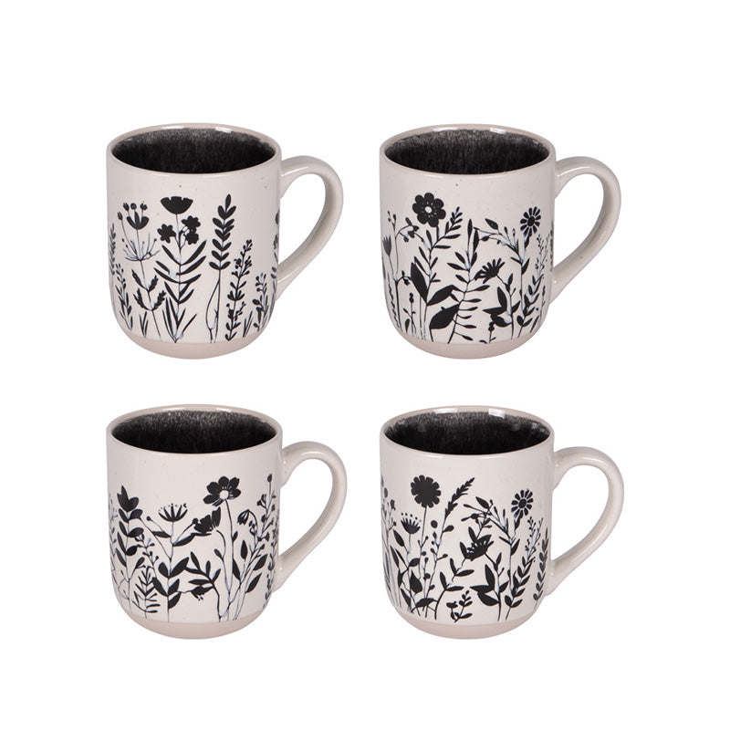 Coffret 4 mugs en céramique 45 cl Ikebana Table Passion