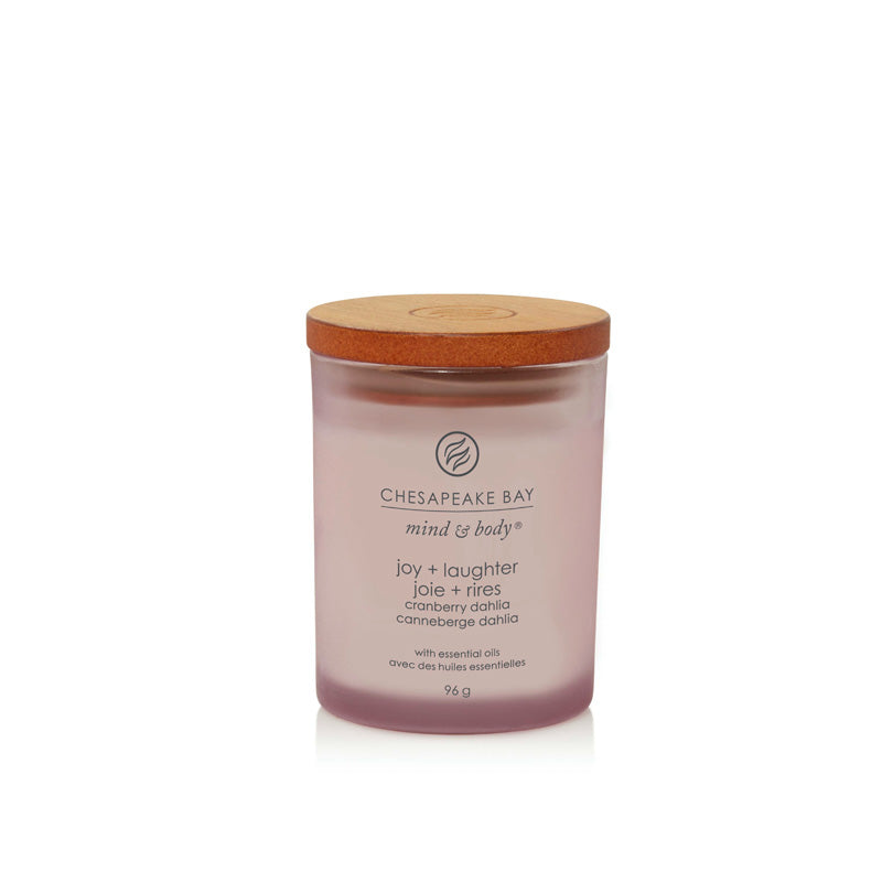 Bougie parfumée Joie Rires Canneberge et Dahlia 96g Rose Chesapeake Bay