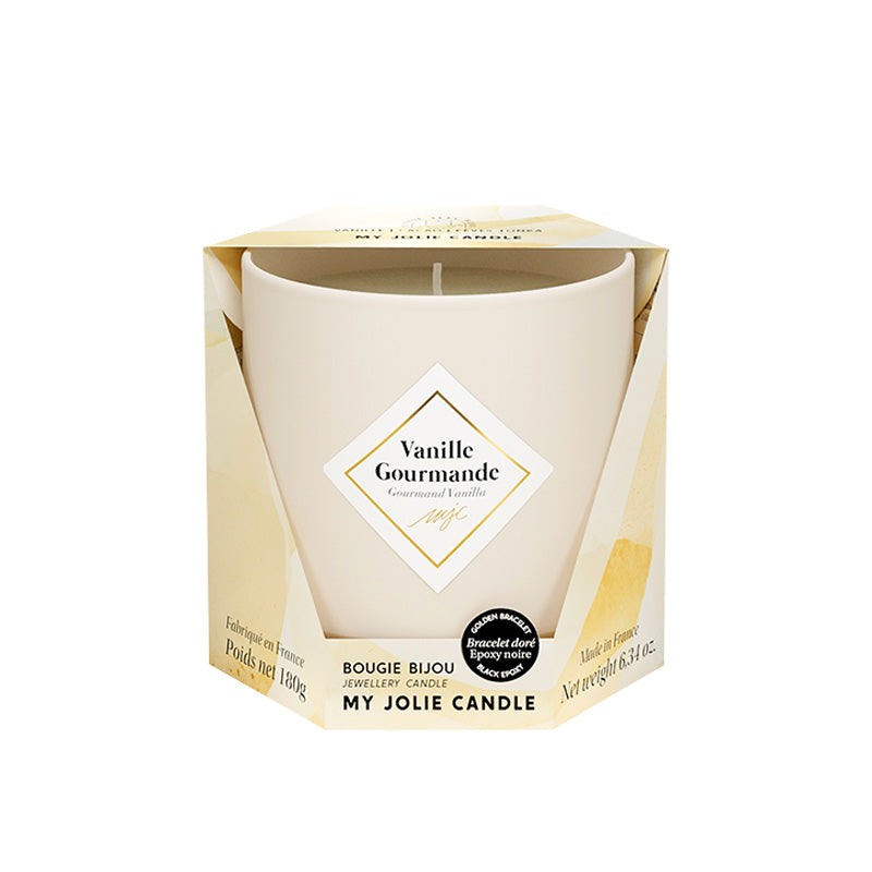 Bougie Bijou Bracelet Les Essentielles or billes noires Vanille gourmande Jolie Candle
