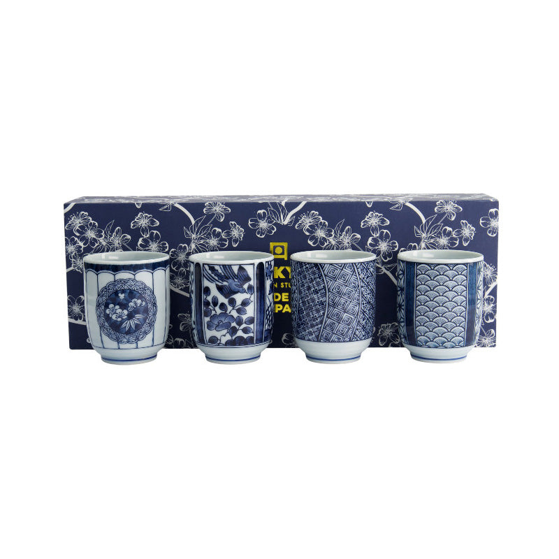 Coffret 4 tasses en porcelaine bleues Tokyo Design
