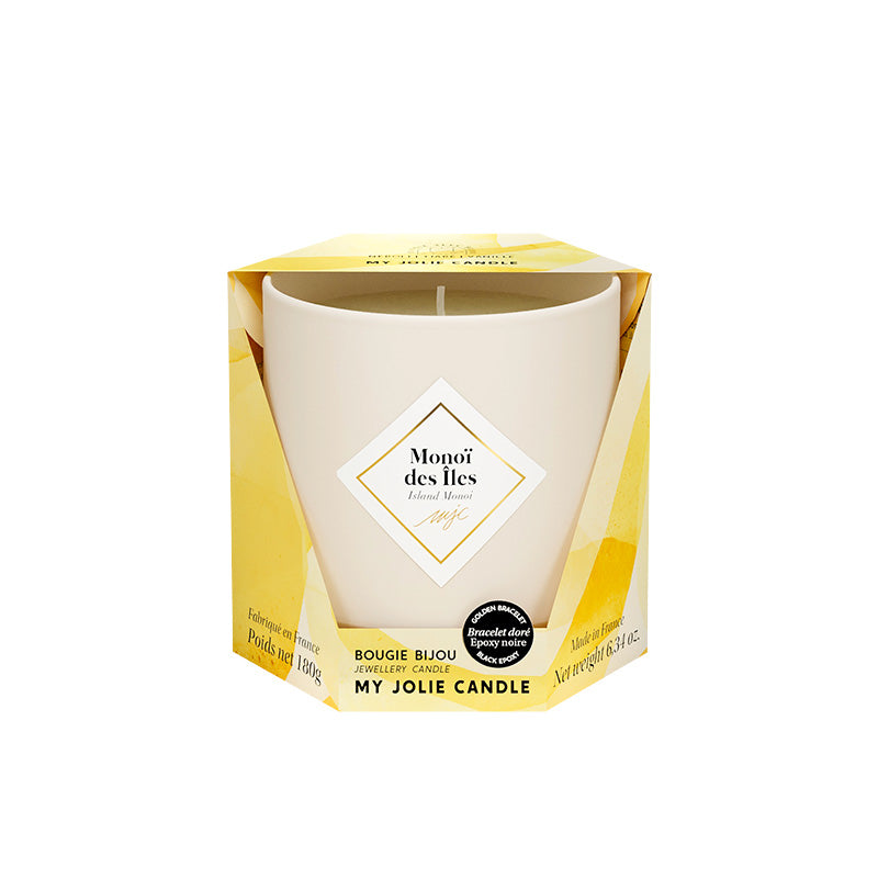 Bougie Bijou Les Essentielles bracelet or billes noires Monoi des iles Jolie Candle