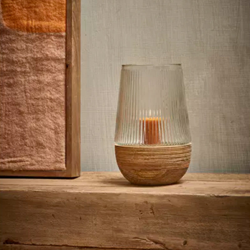 Vase ou photophore en bois de manguier 28 cm Arbre Pomax