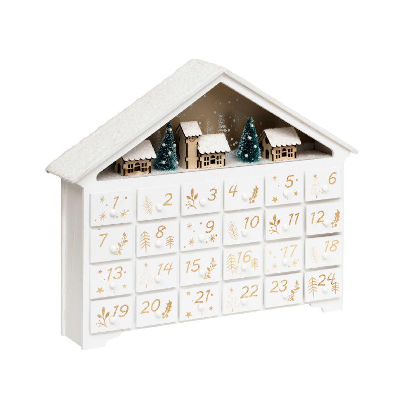 Calendrier de l'avent maison 41 cm blanche Feeric Lights & Christmas