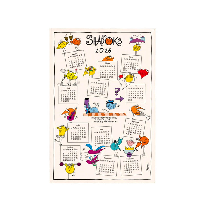 Torchon 48x72cm Calendrier 2026 Shodok Winkler
