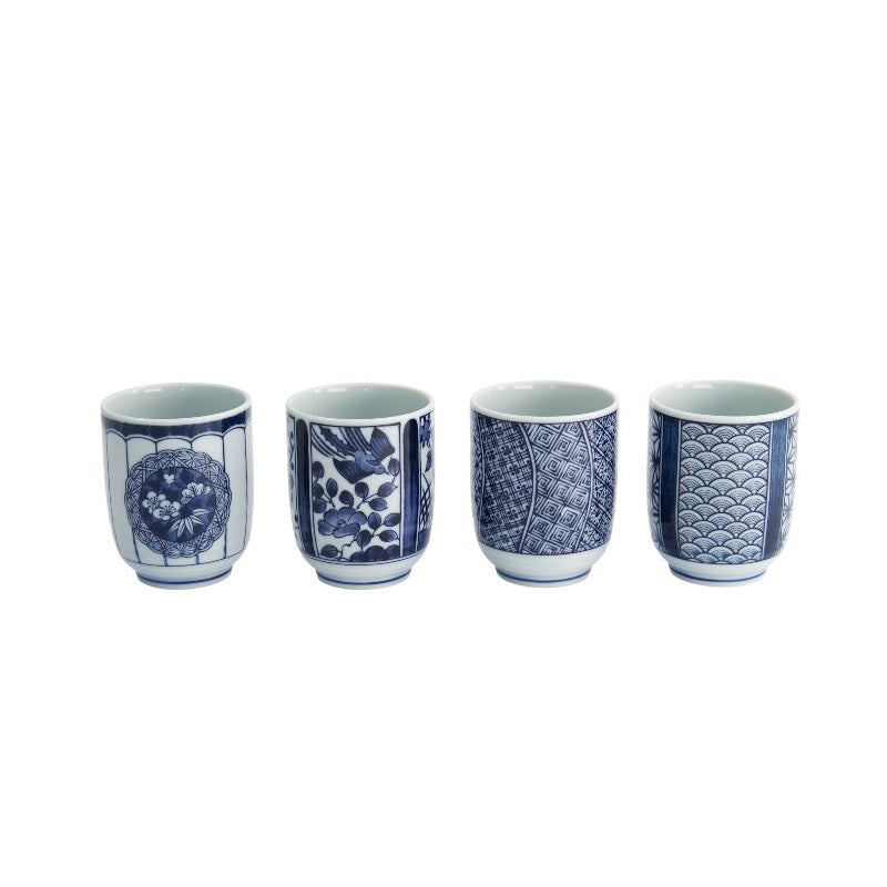 Coffret 4 tasses en porcelaine bleues Tokyo Design