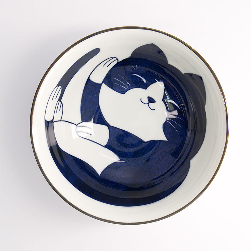 Bol ramen porcelaine 1L bleu Neko cat Tokyo Design