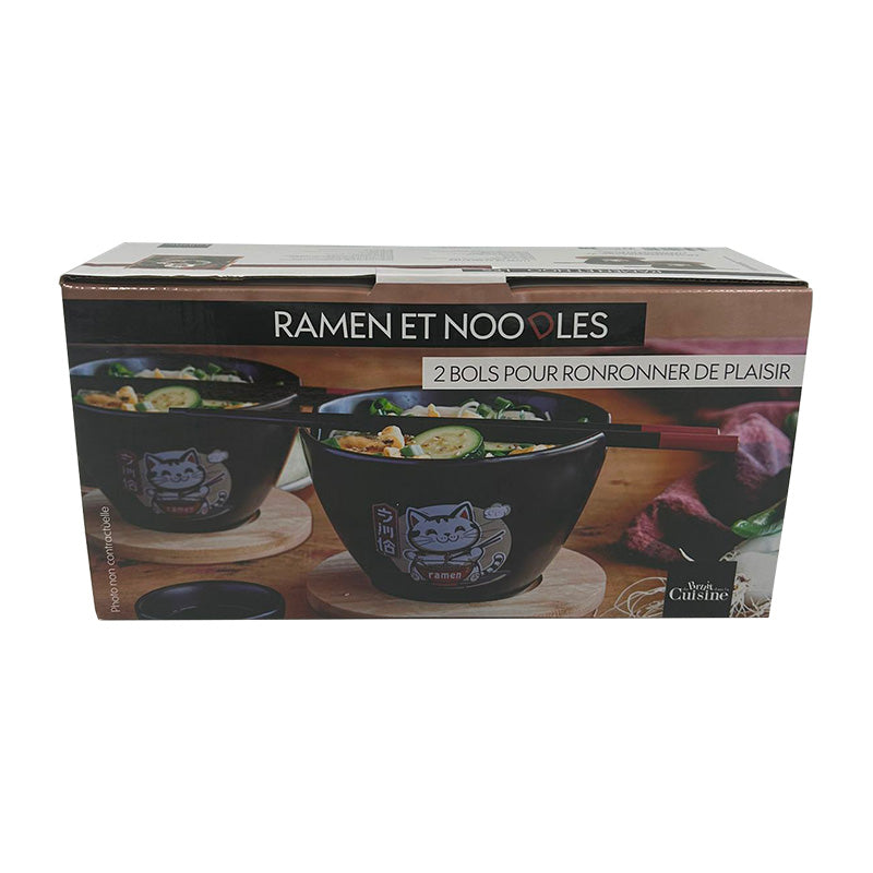 Coffret 2 bols et baguettes kawai