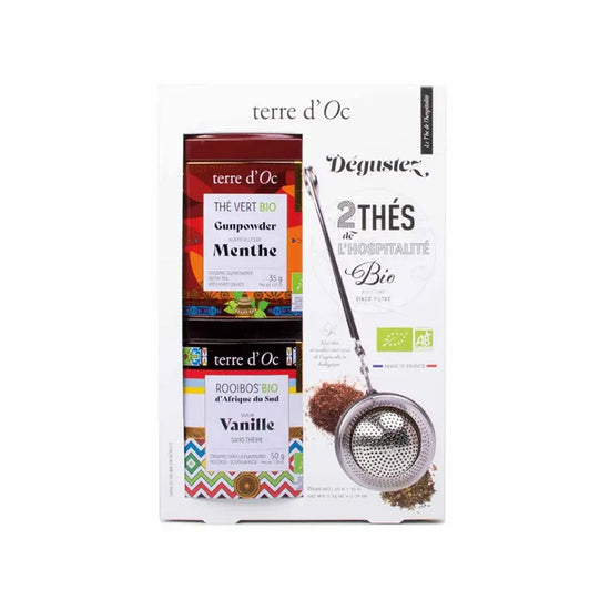 Coffret 2 thés bio avec cuillère filtre  85g Terre d'Oc