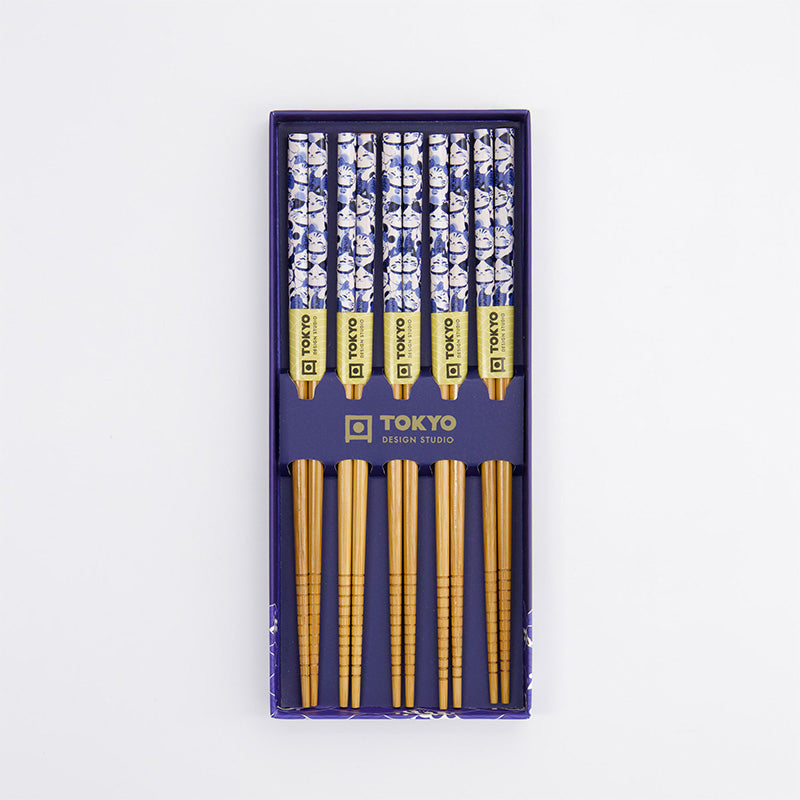 Coffret 5 baguettes bamboo Lucky cat Tokyo Design