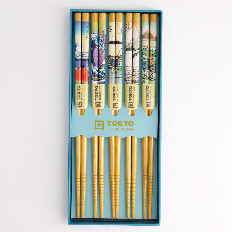 Coffret 5 baguettes bambou 22,5cm Temple Tokyo Design