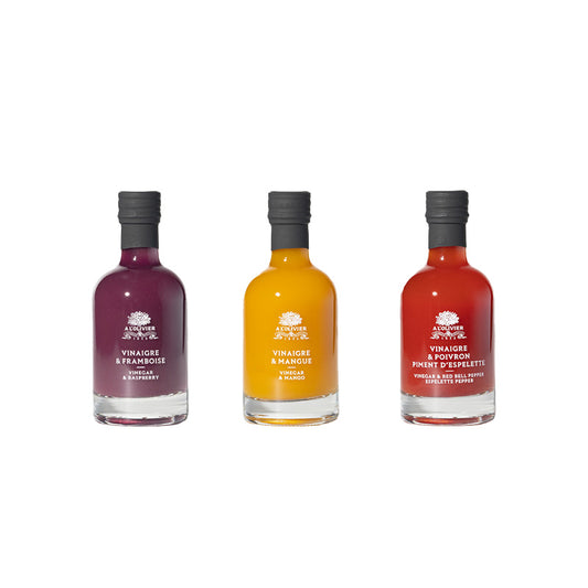Coffret de 3 mignonnettes de vinaigres aux fruits À l'Olivier