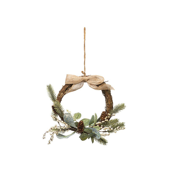 Couronne de noël décorée baies beig