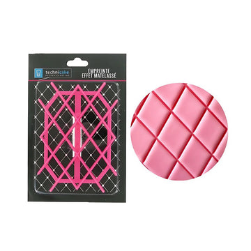Empreinte effet matelassé en plastique 12cm rose Patisdecor