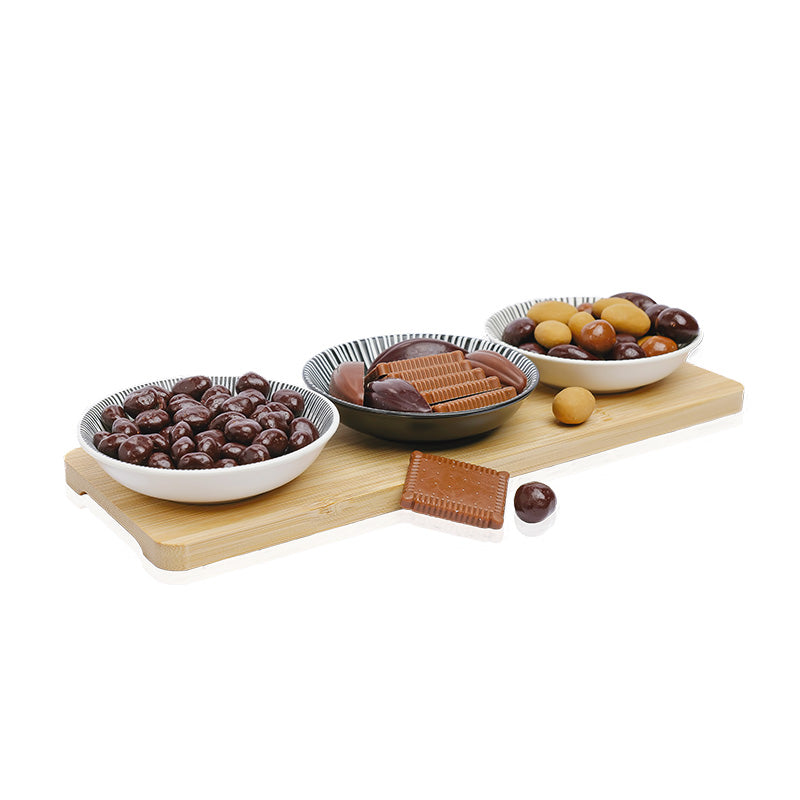 Planche de coupelles en céramique et un plateau en bois 225g Zebra Maison Guinguet