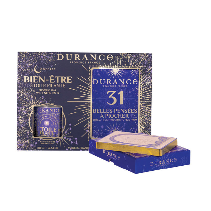 Coffret bien-être bougie Étoile Filante et 31 cartes Belles Pensées Durance