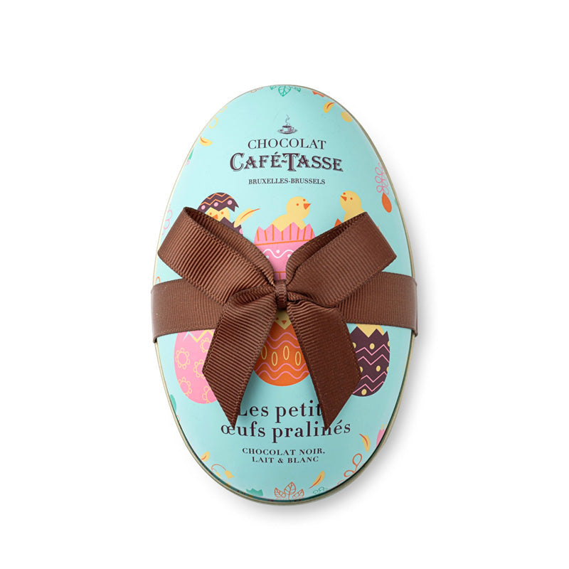 Boîte en métal 12 oeufs en chocolat praliné assortis Café Tasse