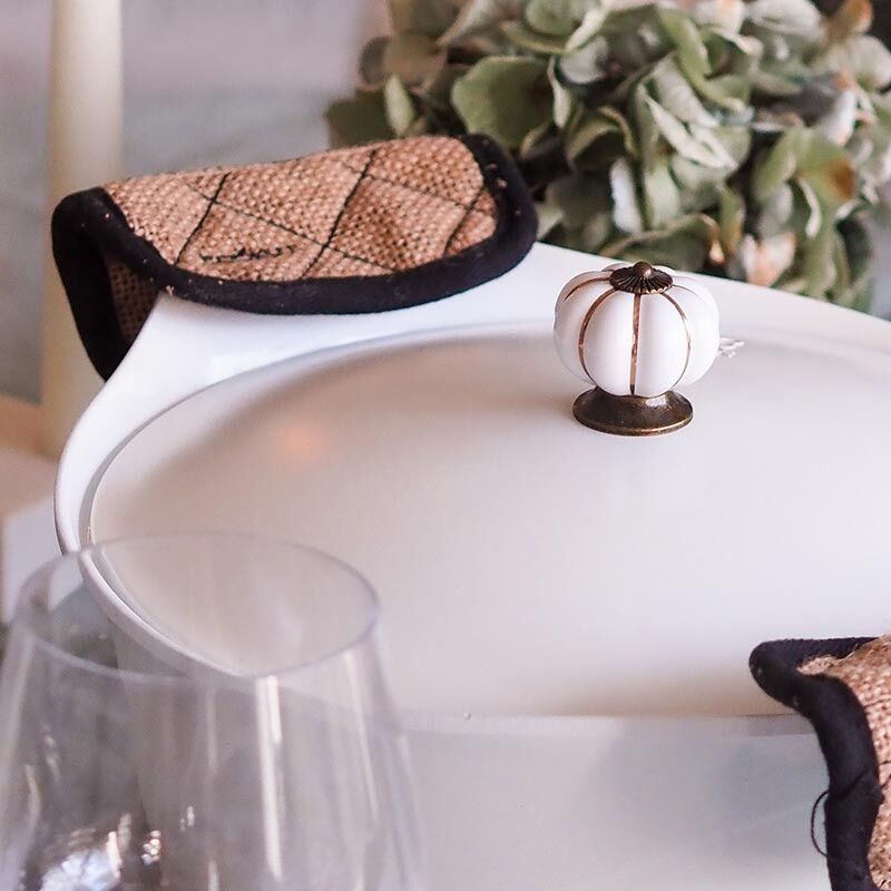 Poignée cocotte citrouille blanche