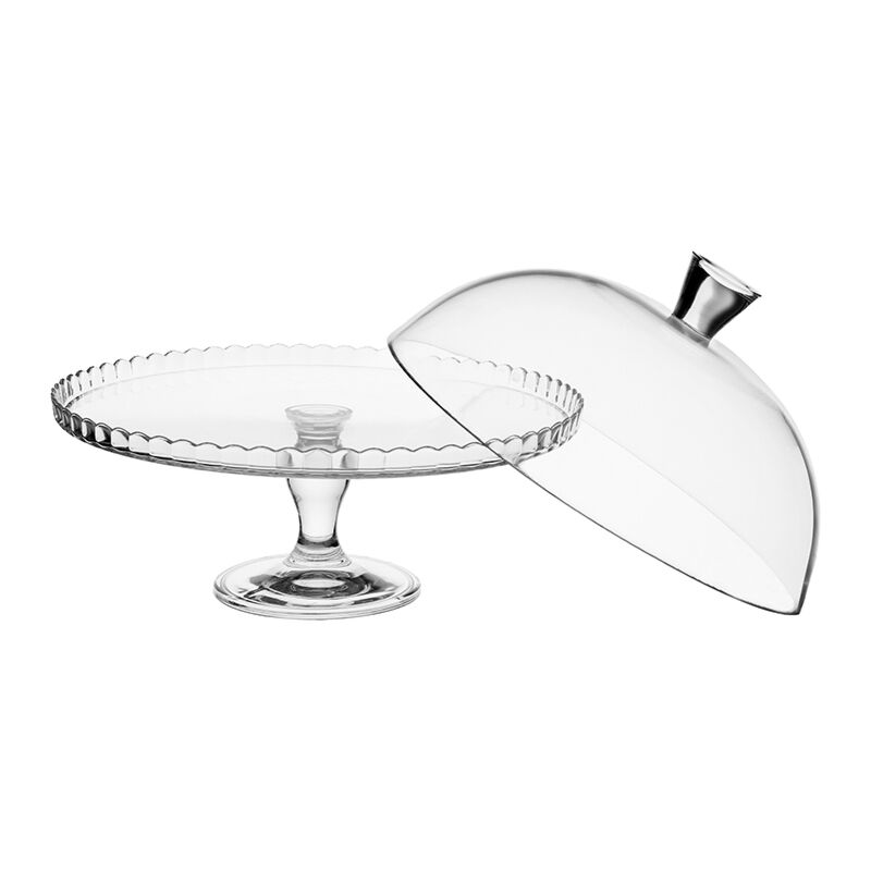 Plat Présentoir à Pâtisserie En Verre Avec Cloche - Support Gâteau Transparent