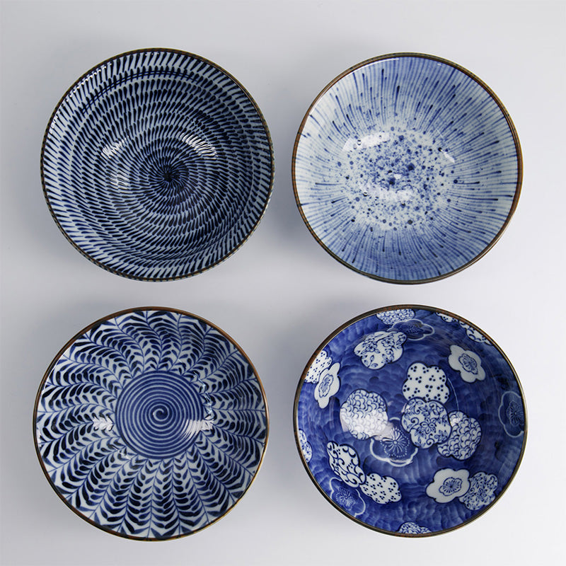 Coffret 4 bols en porcelaine 550 ml bleus Tayo Tokyo Design