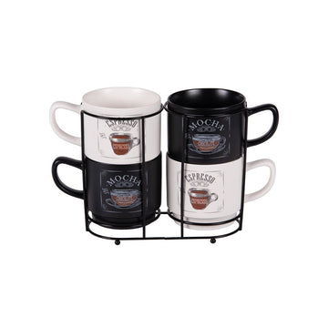 Tour de 4 mugs en porcelaine 39 cl Mocha Table Passion