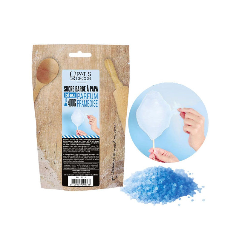 Sucre barbe à papa framboise 400g bleu Patisdecor