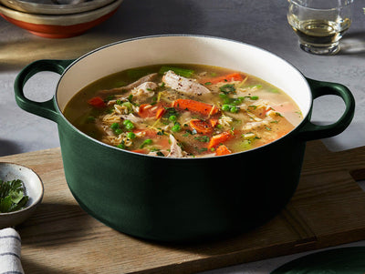 Soupe de poulet au citron et orzo