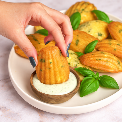 Madeleines salées fêta basilic