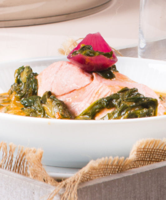 Pavé de saumon au curry d'épinards