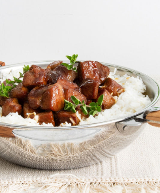 Wok de porc au miel et riz basmati