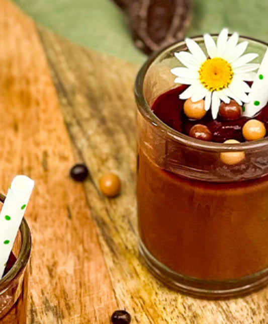 Panna cotta au chocolat et à la confiture de cerises