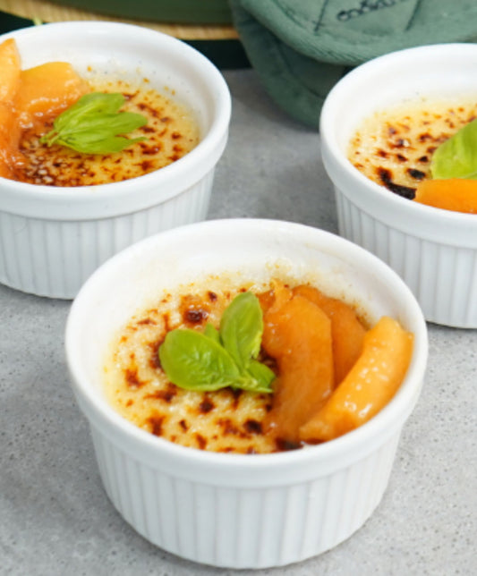 Crèmes brulées au melon et basilic