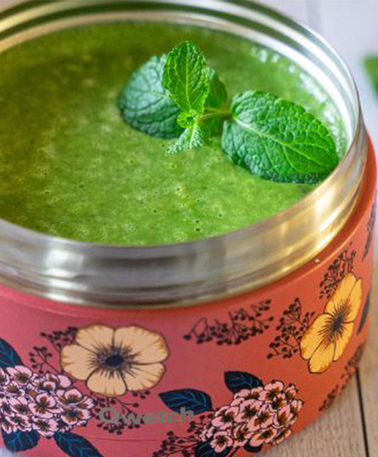Velouté petits pois, épinards et menthe