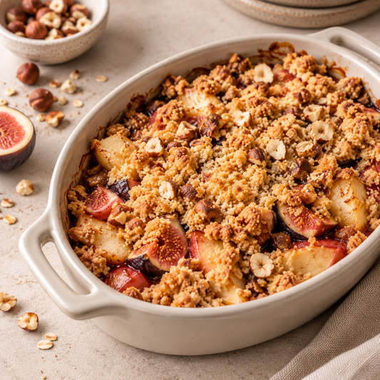 Crumble pomme, figue & noisette