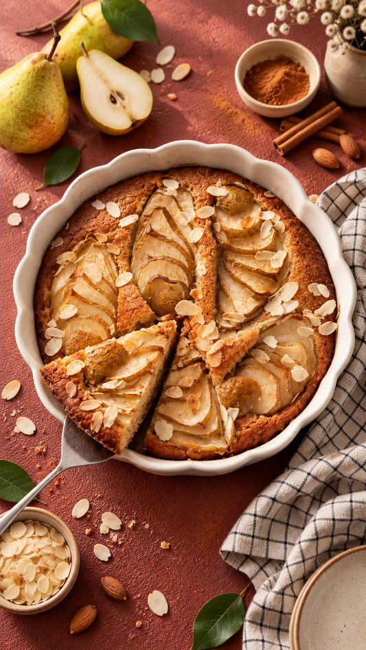 Gâteau poire, amande et cannelle