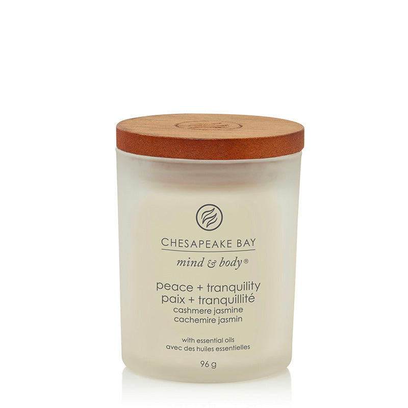 Bougie parfumée Paix Tranquillité Cachemire et Jasmin 96g Blanc Chesapeake Bay