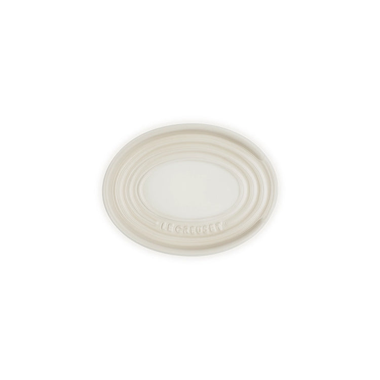 Repose-cuillère ovale en grès de 16 cm meringue Le Creuset
