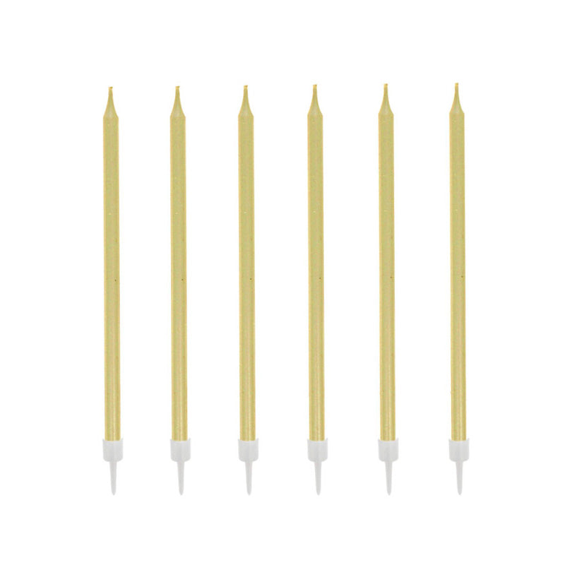 12 bougies hautes 13cm dorées Patisdecor
