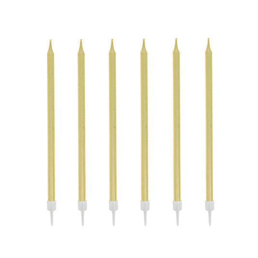 12 bougies hautes 13cm dorées Patisdecor