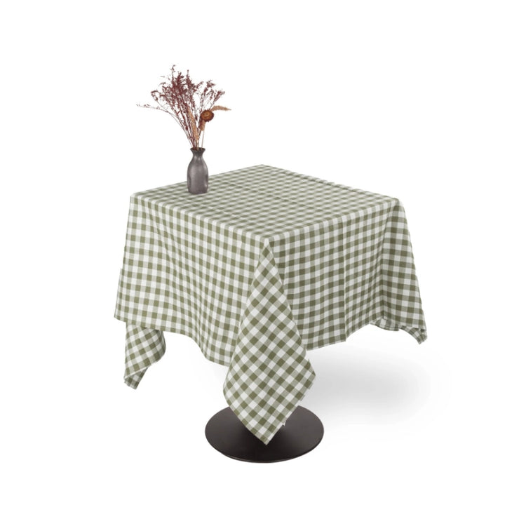 Nappe en coton vert 150x150 Gingham Tiseco