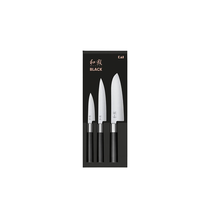 Set de 3 couteaux japonais Wasabi Black Kai