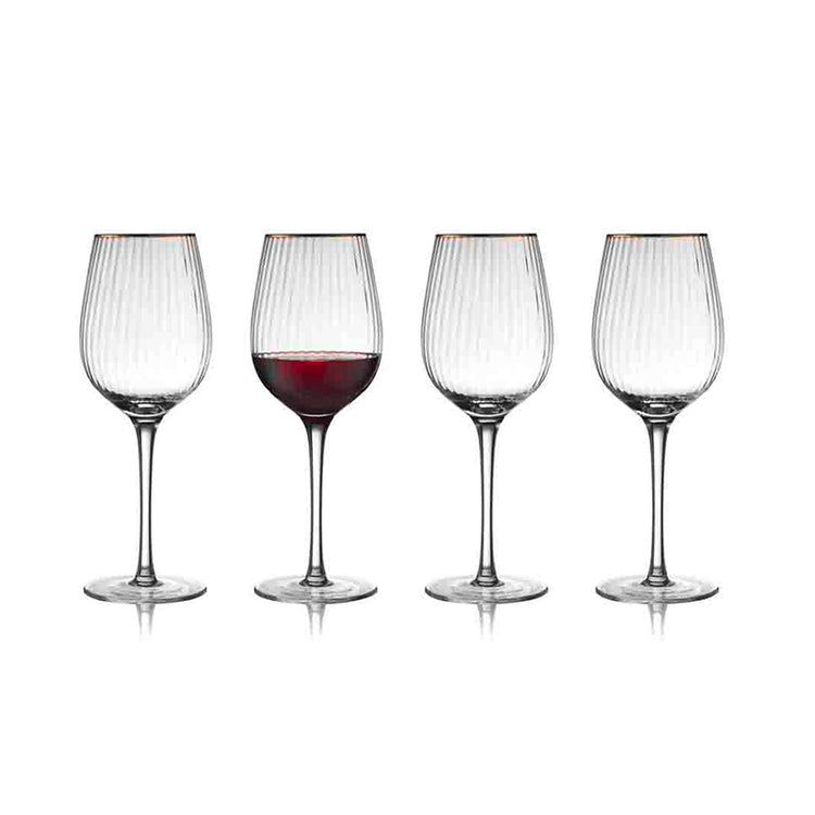 Boite de 4 verres de vin en verre de 40cl Palermo Gold Lyngby