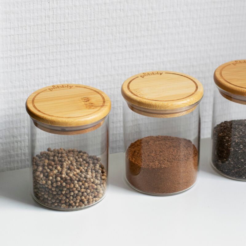 3 bocaux à épices Verre et Bambou