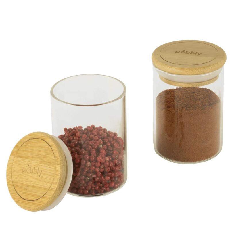 3 bocaux à épices Verre et Bambou