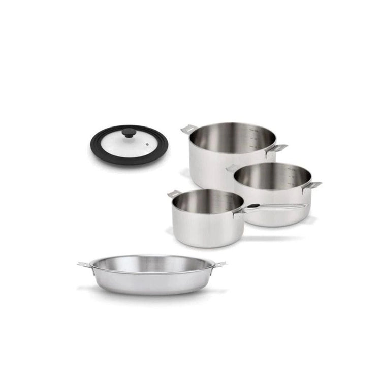 Set 3 casseroles et 1 poêle inox poignée amovible Chrome Evolution Beka